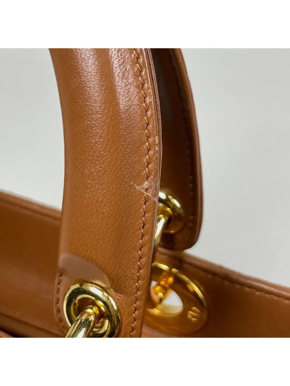 Dior Handbag Lady Cannage 2-Way Leather Brown